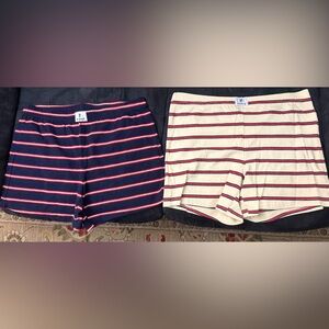 Parke Striped Athletic Shorts - Navy and Cream